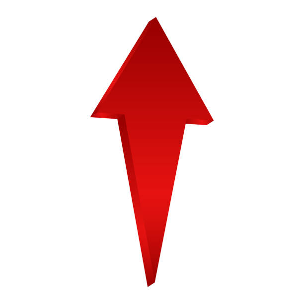 白地に分離されたベクトルグラデーションの赤い矢印 - moving up arrow sign interface icons three dimensional shape点のイラスト素材／クリップアート素材／マンガ素材／アイコン素材