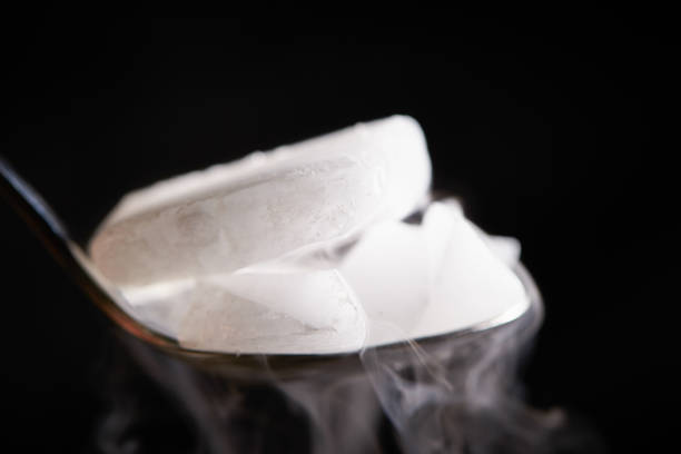 dry ice smoke on black background