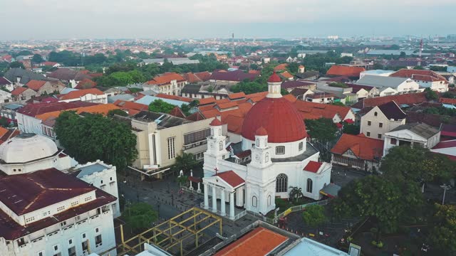 Kota Lama Semarang in the morning with clear sky, showing the colonial building that still exist until now.