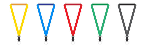 designvorlage für ausweis-lanyard - trageschnur stock-grafiken, -clipart, -cartoons und -symbole