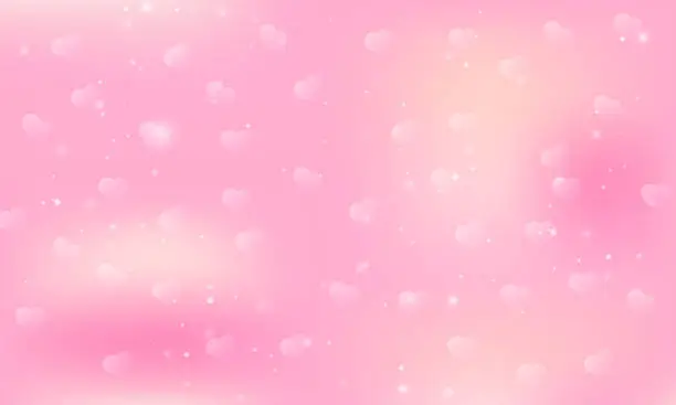 Vector illustration of Vector fantasy valentine background. pattern in pastel colors. pink sky with stars and hearts