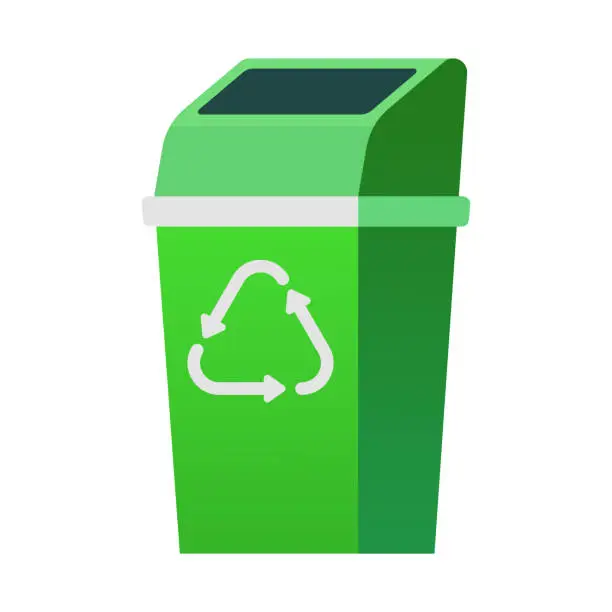 Vector illustration of Vector green trash cans with recycling. waste sorting containers