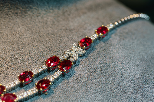 red gemstone necklace