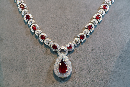 red gemstone necklace