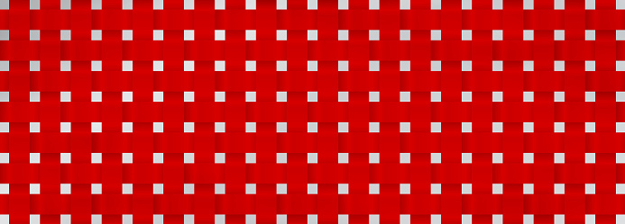 Red Interlacing seamless pattern, Woven pattern. Texture wicker ribbons. Repeating interlacement ribbons for websites, sticker labels, wallpaper, banners, leaflets, cover design, fabric. Vector EPS10.
