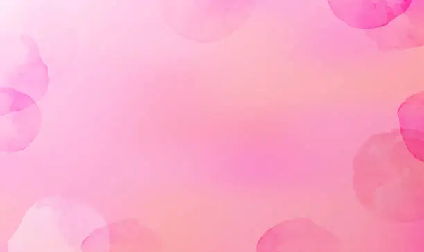 Vector illustration of Pink rose color gradient background with pink watercolor circles