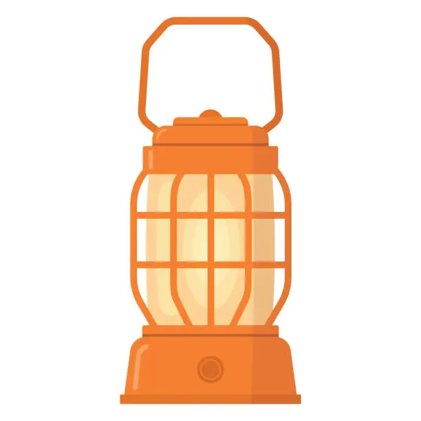 Vector illustration of Camping lantern in retro style.