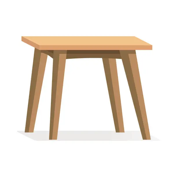 Vector illustration of Vector a brown table on white background