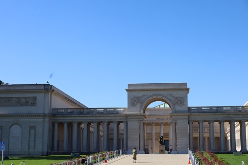 Bucharest, Romania. March 13, 2023: Exterior of Romanian Athenaeum concert hall in Bucharest.