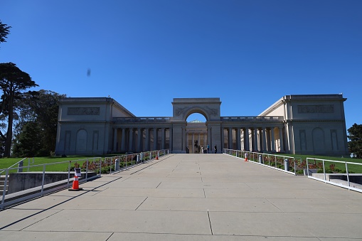 10-7-2023: San Francisco, California, USA: Front entrance to Palace of Legion of Honor, San Francisco, California, USA