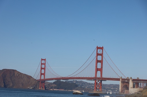 11-11-23: San Francisco, California, USA: Golden gate bridge from Presidio beach