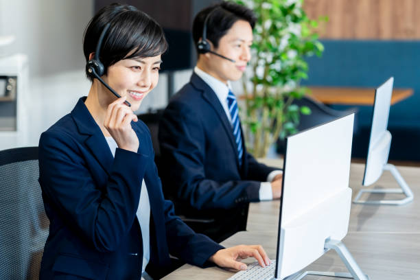 Businessman working at a call center
