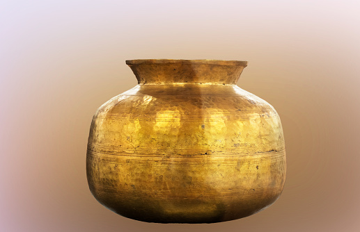A Pot water storage Brass Container of Orissa tribals, India