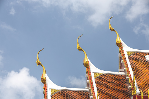 Ornate roof on a temple in Bangkok.