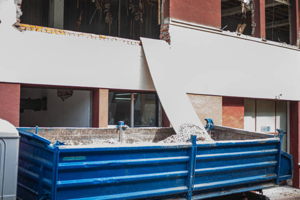 Renovation concept, loading demolished building materials into a truck
