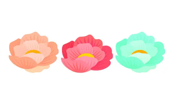 Vector illustration of Vector organic flat flower collection