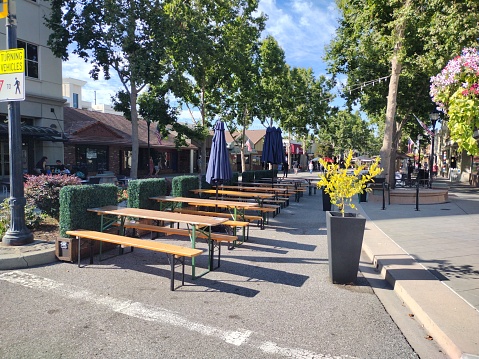 7-22-2023: Mountain View, California: Outdoor dining on Castro street in  mountain view California