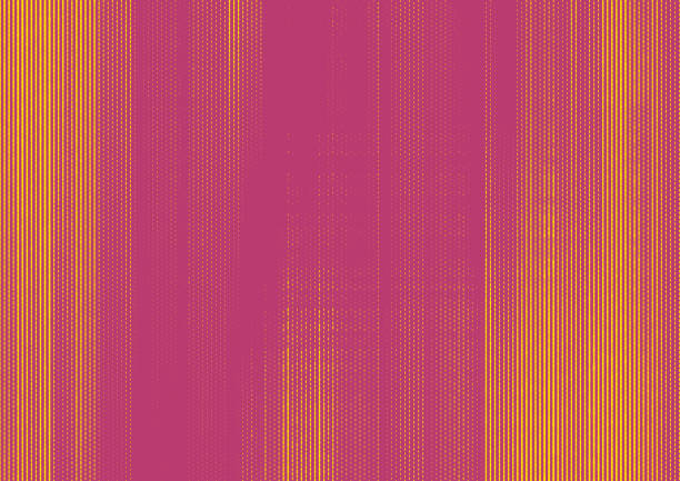 Warm yellow and pink/red grunge halftone textured distressed lines pattern background illustration