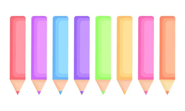 Vector illustration of Vector set of color pencils on white