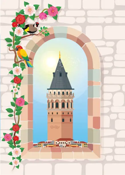 Vector illustration of Galata Tower