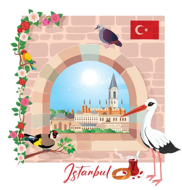 Vector illustration of Istanbul and Topkapi Palace