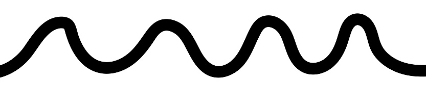 Black horizontal line waves, white background and isolated. Hand drawn outline illustration, line drawing, water wave