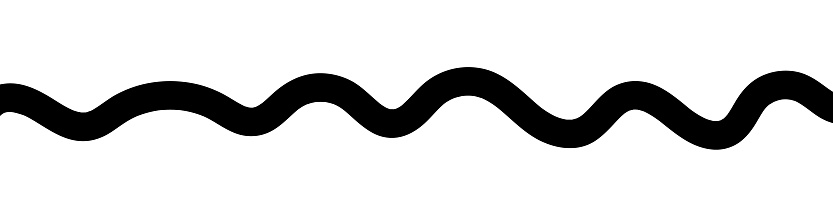 Black horizontal line waves, white background and isolated. Hand drawn outline illustration, line drawing, water wave
