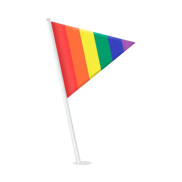 Vector illustration of Vector 3d lgbt pride month flags on white