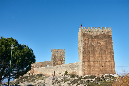 Linhares de Beira Castle in Portugal, medieval castle from the 11th century with two towers, the Homenaje and the Clock Tower