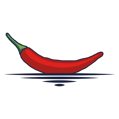 Simple Red Floating Chili Ship for Spicy Food Restaurant Catering Illustration Design