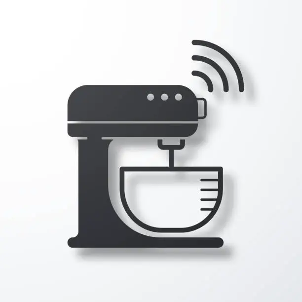 Vector illustration of Smart stand mixer. Icon with shadow on white background
