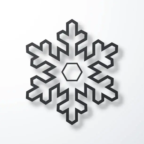 Vector illustration of Snowflake. Line icon with shadow on white background