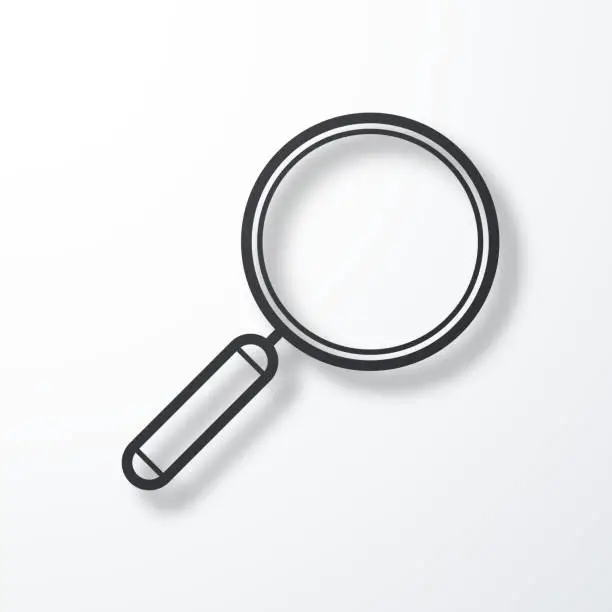 Vector illustration of Magnifying glass. Line icon with shadow on white background