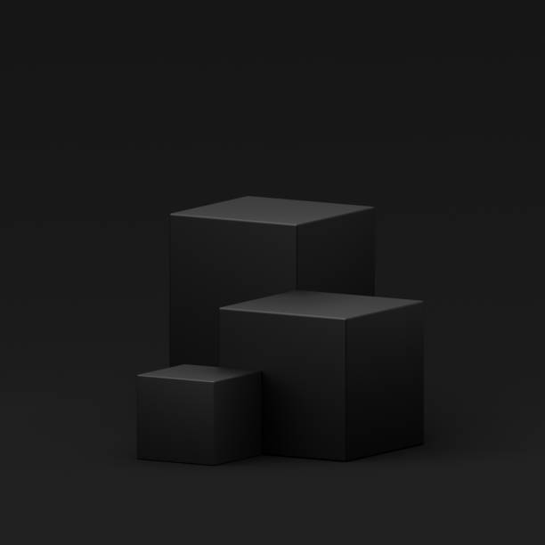 istock Luxury black podium empty 3d background with product presentation cube stage pedestal minimal platform modern geometric stand studio show display dark template showcase elegant advertising concept. 2077489347