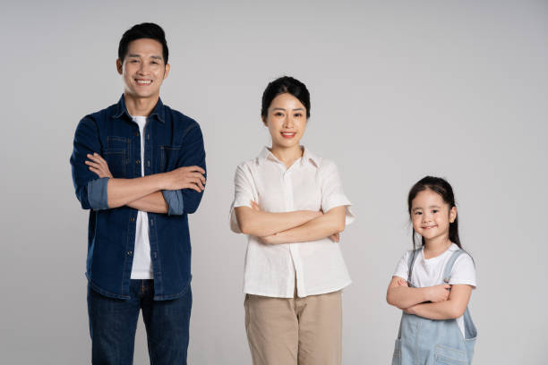 istock Asian family portrait posing on white background 2077501123