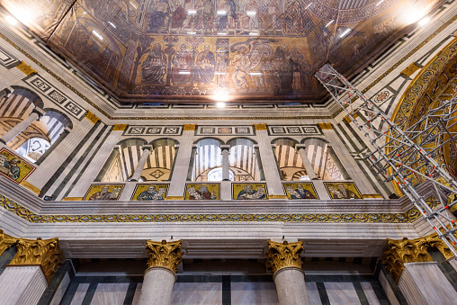 Florence, Italy - June 28, 2023: Indoor on Baptistry San Giovanni in Florence