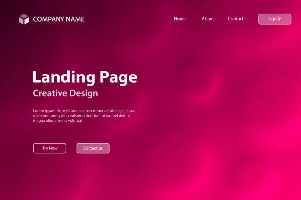 Vector illustration of Landing page Template - Abstract background with circles and Pink gradient