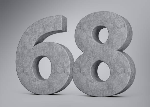 3d Concrete Number Sixty Eight 68 Digit Made Of Grey Concrete Stone Grey Background 3d Illustration