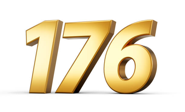 istock 3d number 176 one hundred seventy six Gold text isolated on white background with reflection 3d illustration 2077529159