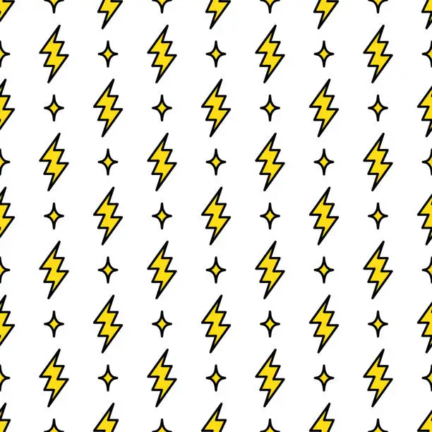 Vector illustration of Seamless pattern with lightning. Flat vector illustration. For printing on T-shirts and other purposes.