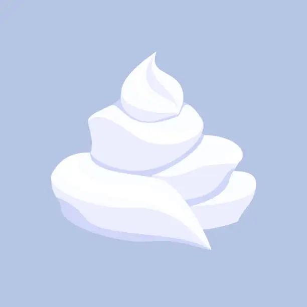Vector illustration of Vector whipped cream swirl or meringue on white background