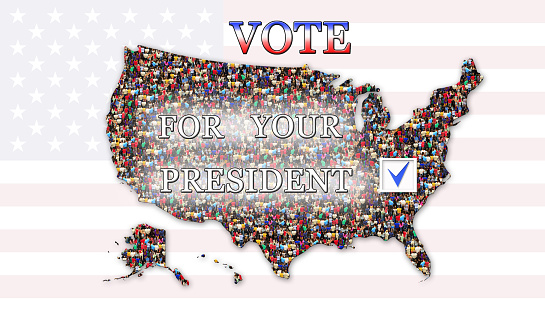 Presidential elections in the USA. American elections. appeal to vote on presidential election America needs Your vote with map of USA