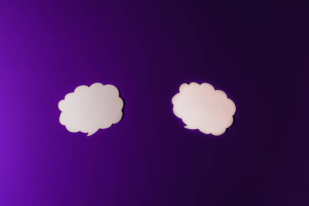 istock Empty speech clouds chat mockup for text on purple ,veri peri color background.copy space. 2077575370