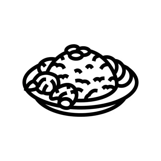 Vector illustration of khao pad thai cuisine line icon vector illustration