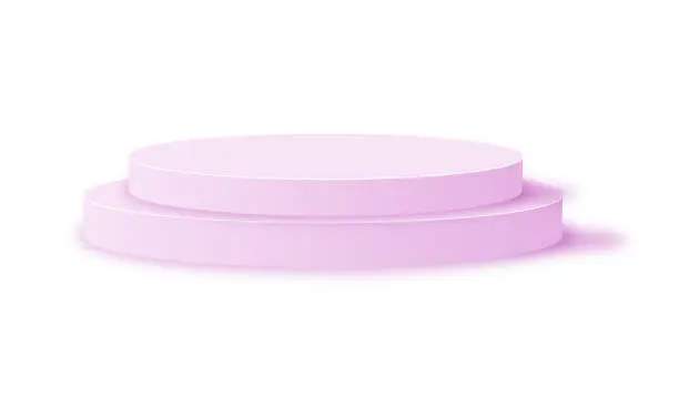 Vector illustration of Vector round pink podiums. empty pedestal mockup in trendy very peri colors for product presentation