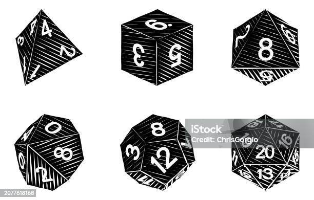 Dice Set Drawing Game Dice Illustration Roleplaying Board Game Set Stock Illustration ...