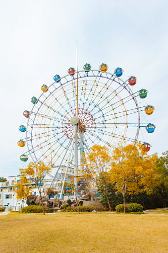 Sochi, Russia - October 04, 2020: Roller coaster in Sochi Theme Park in Sochi resort city in Russia