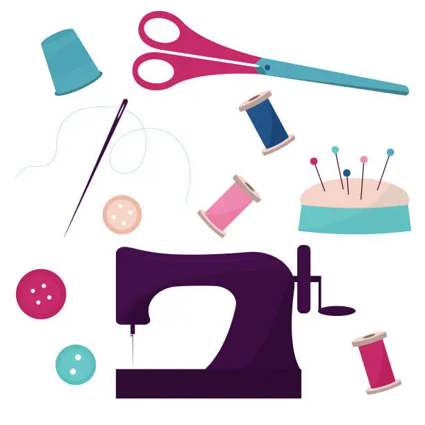 Vector illustration of sewing tools