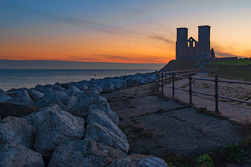 Reculver Towers Kent on a March Dawn along the pathway