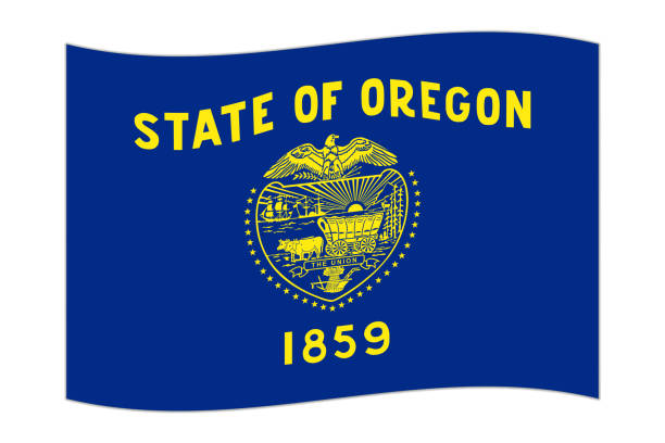 istock Waving flag of the Oregon state. Vector illustration. 2077669904